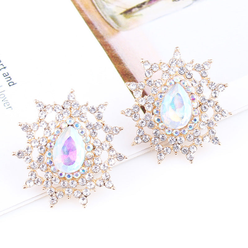 Lady Ethnic Style Water Droplets Alloy Inlay Rhinestones Women's Ear Studs