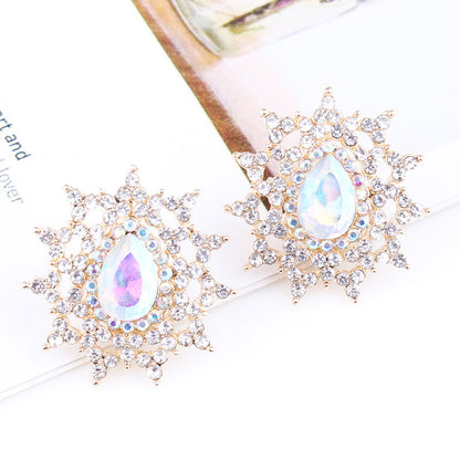 Lady Ethnic Style Water Droplets Alloy Inlay Rhinestones Women's Ear Studs