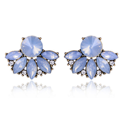 Luxurious Water Droplets Alloy Inlay Crystal Women's Ear Studs