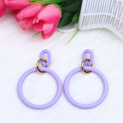 Casual Round Arylic Spray Paint Women's Earrings