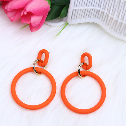 Casual Round Arylic Spray Paint Women's Earrings