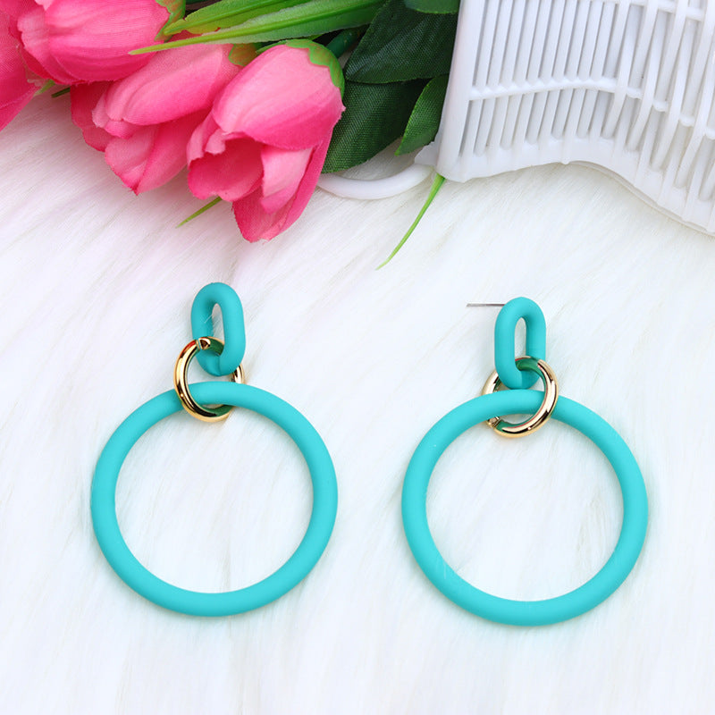 Casual Round Arylic Spray Paint Women's Earrings