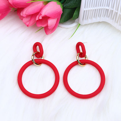 Casual Round Arylic Spray Paint Women's Earrings