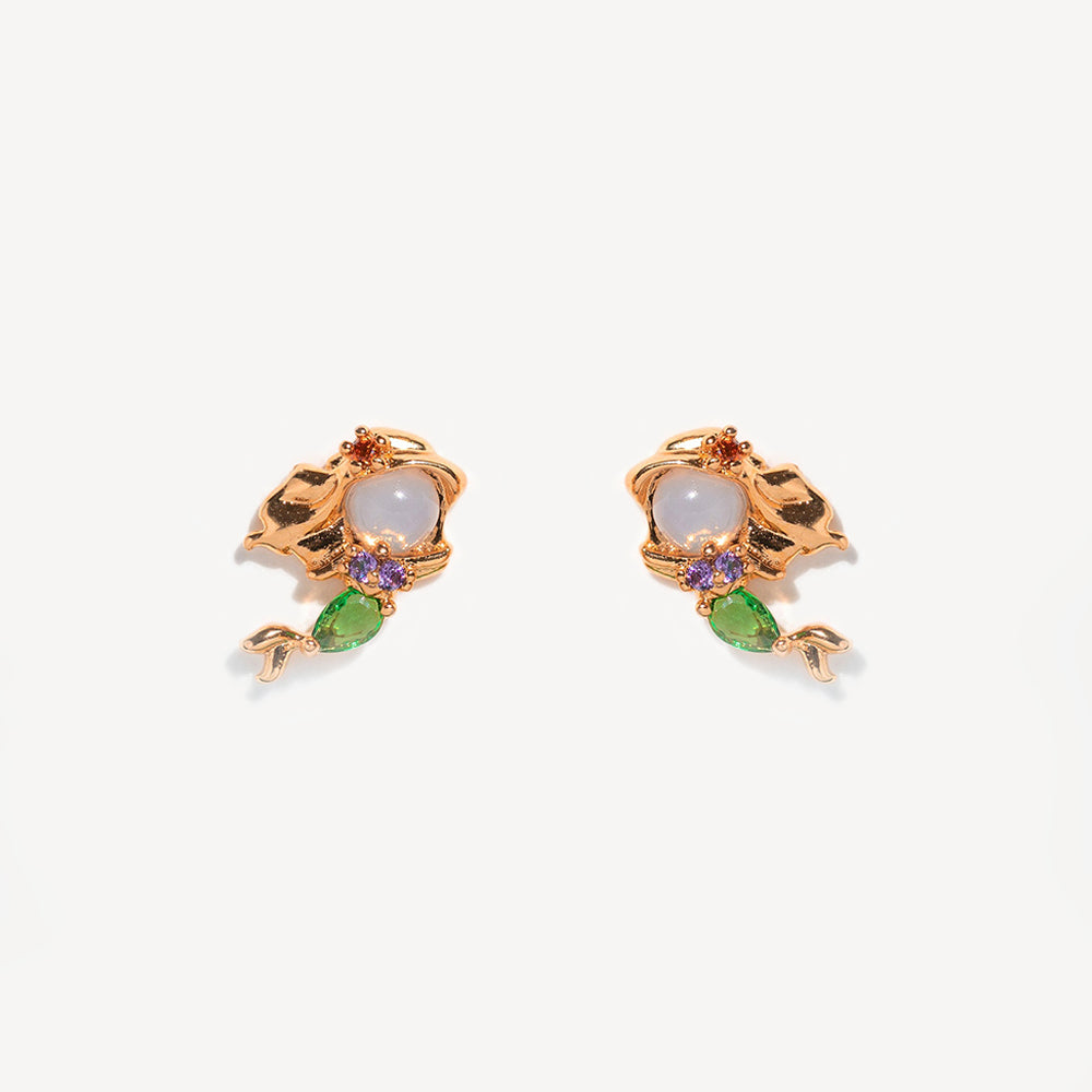 1 Set Cute Cartoon Character Brass Asymmetrical Plating Inlay Zircon 18k Gold Plated Ear Studs