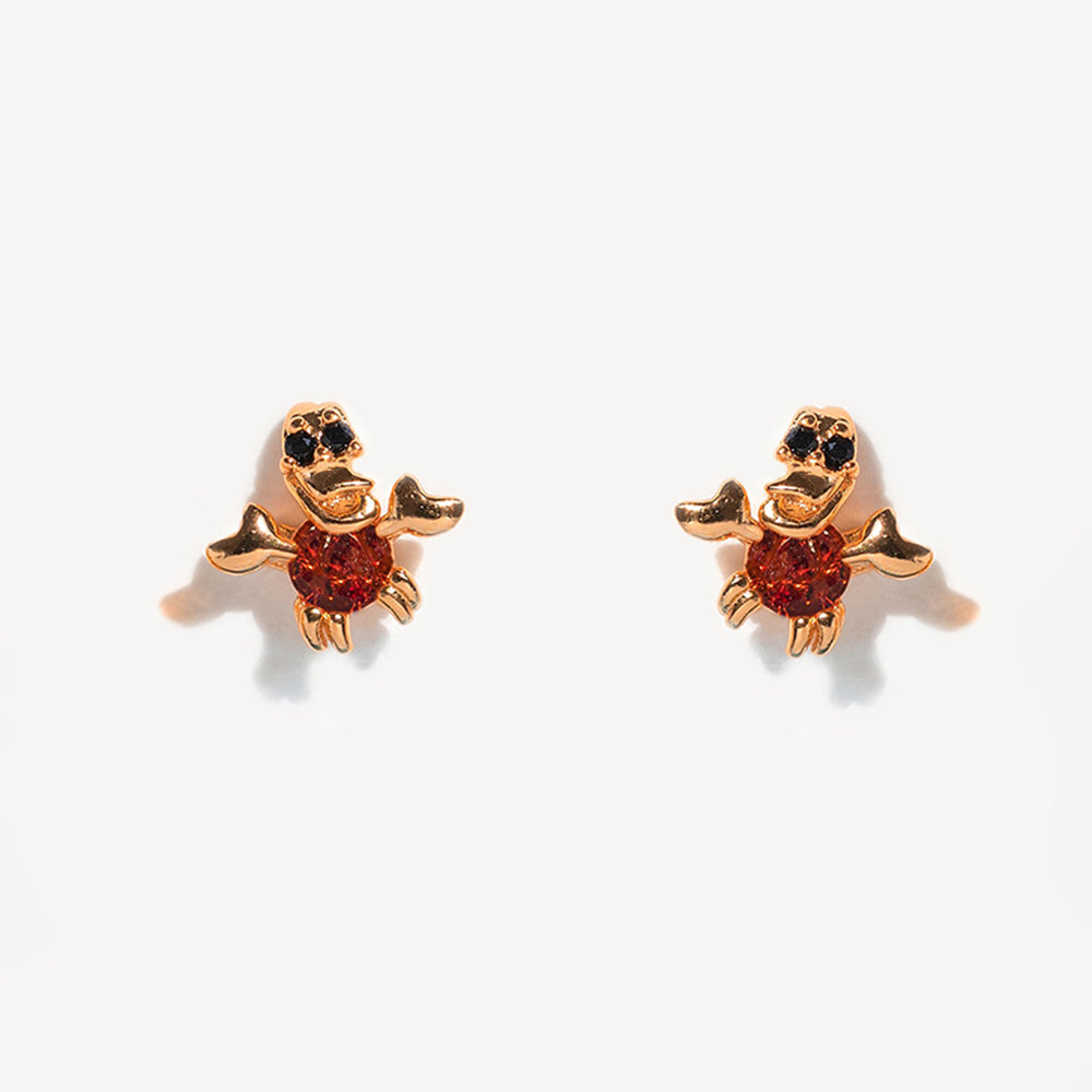 1 Set Cute Cartoon Character Brass Asymmetrical Plating Inlay Zircon 18k Gold Plated Ear Studs