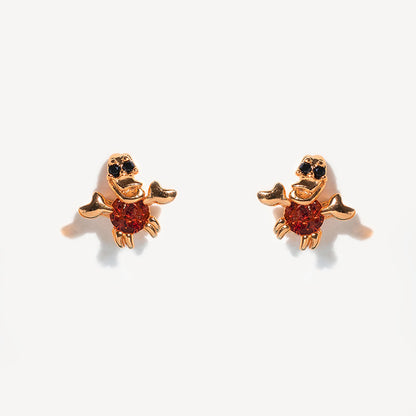 1 Set Cute Cartoon Character Brass Asymmetrical Plating Inlay Zircon 18k Gold Plated Ear Studs