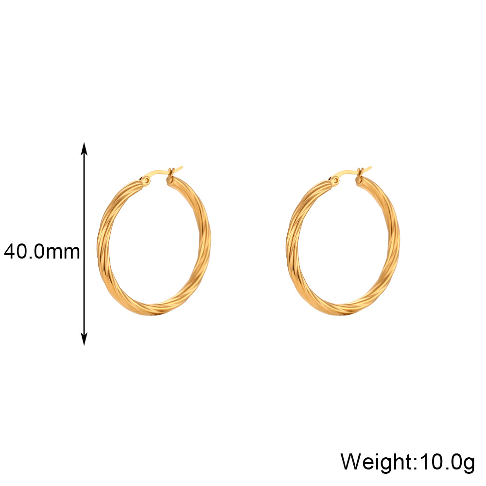 1 Pair Vintage Style Simple Style Round Stainless Steel Plating 18k Gold Plated Hoop Earrings