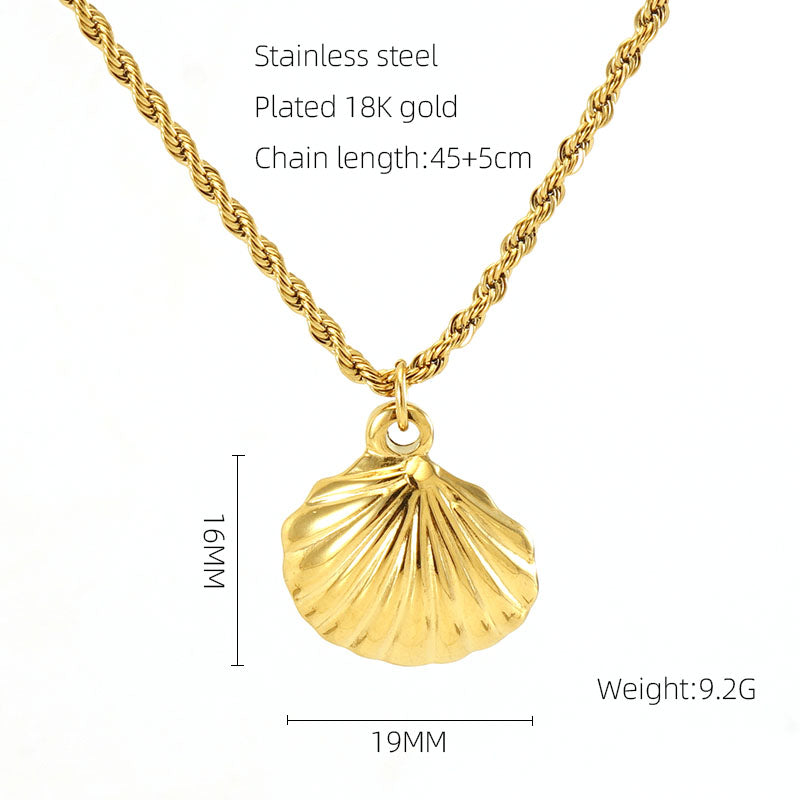 Vacation Shell Stainless Steel Plating 18k Gold Plated Pendant Necklace