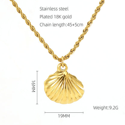 Vacation Shell Stainless Steel Plating 18k Gold Plated Pendant Necklace