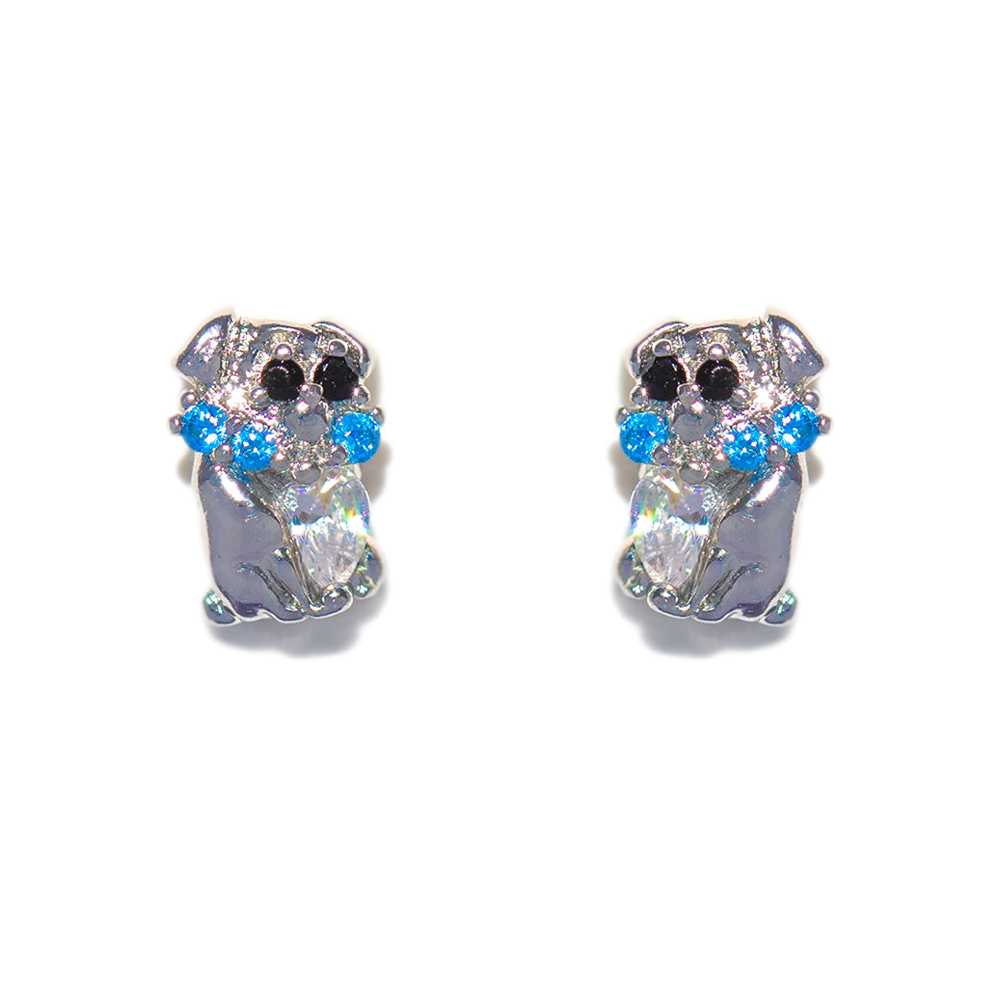 1 Set Artistic Animal Cartoon Brass Asymmetrical Plating Inlay Zircon 18k Gold Plated Ear Studs