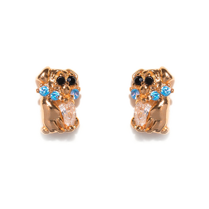 1 Set Artistic Animal Cartoon Brass Asymmetrical Plating Inlay Zircon 18k Gold Plated Ear Studs