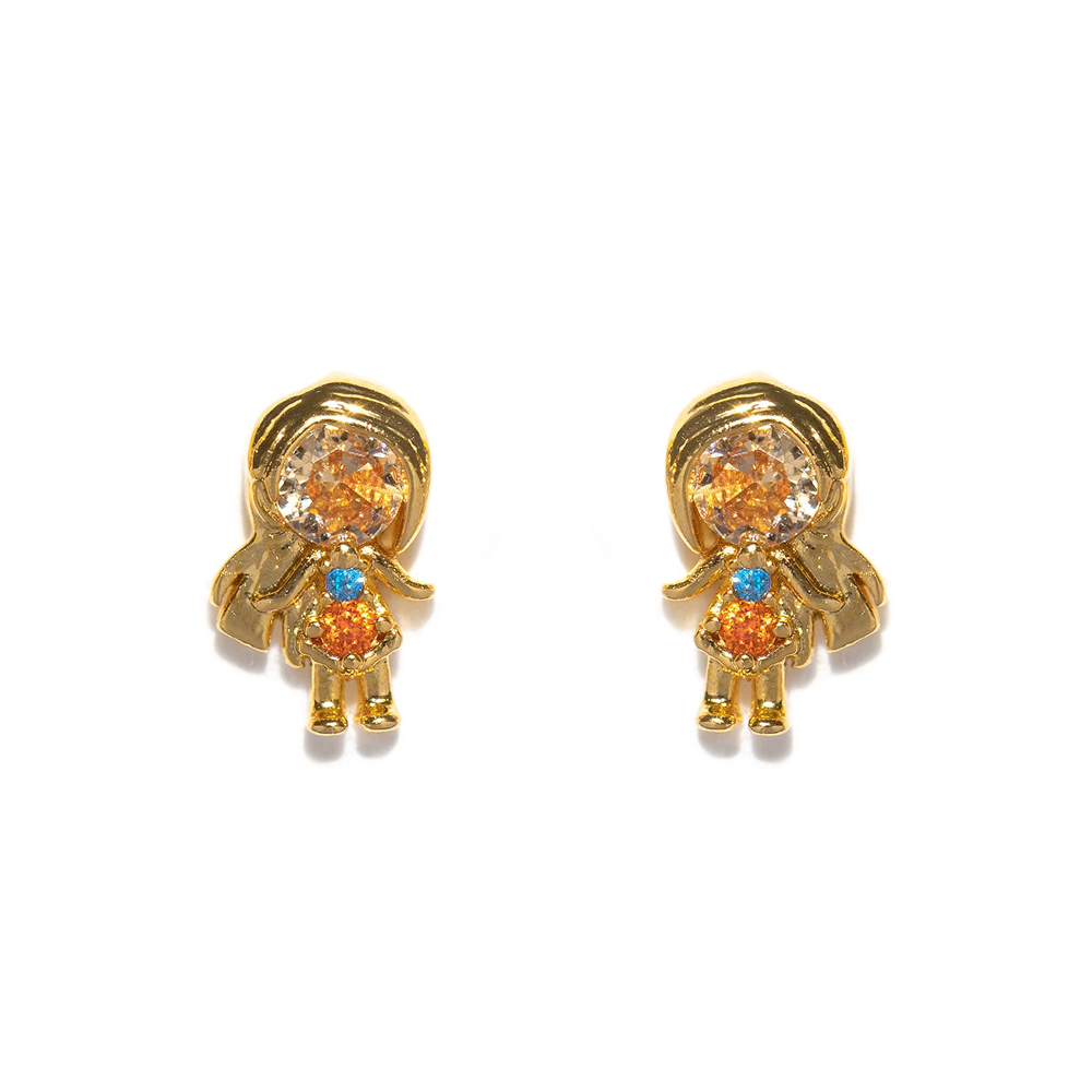 1 Set Artistic Animal Cartoon Brass Asymmetrical Plating Inlay Zircon 18k Gold Plated Ear Studs