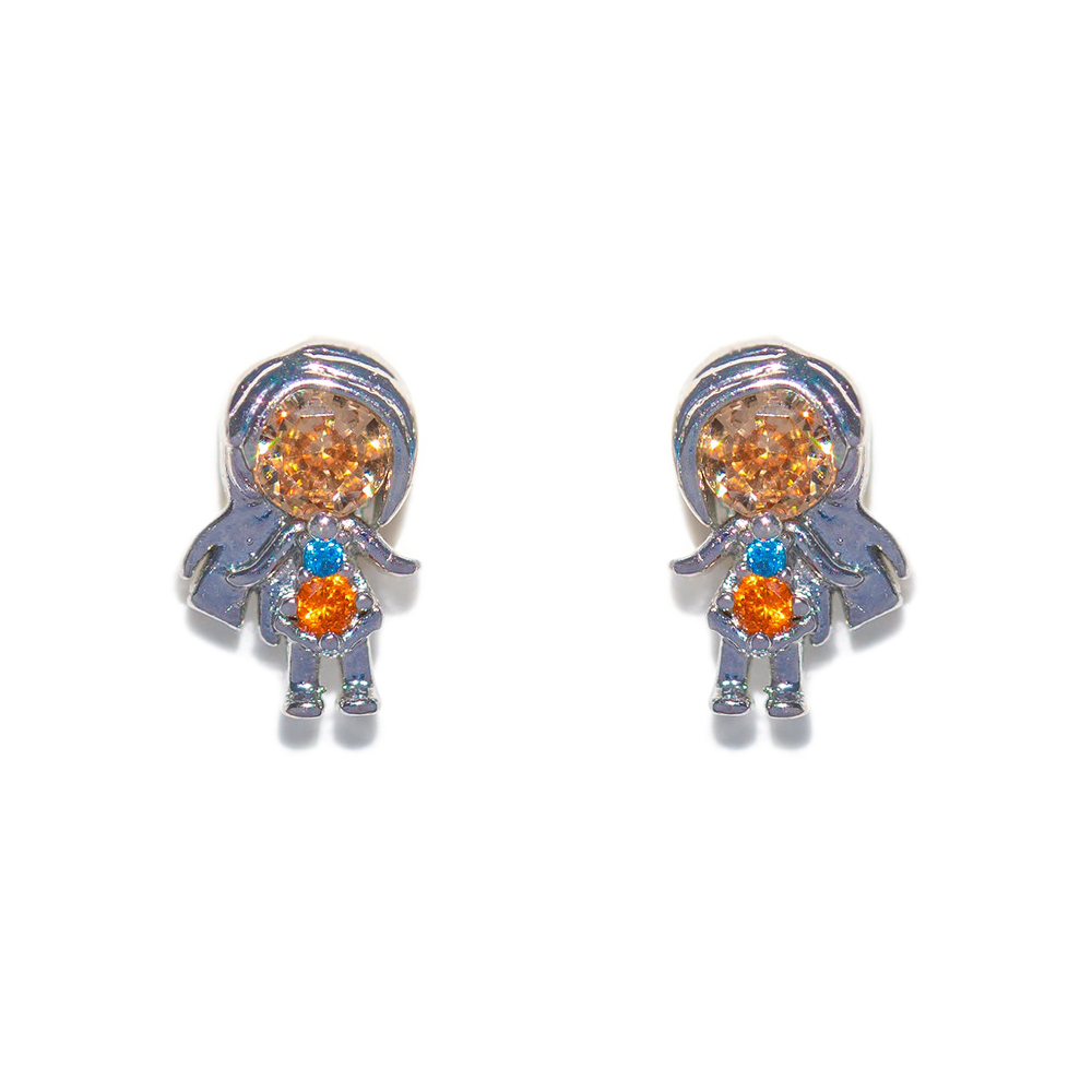 1 Set Artistic Animal Cartoon Brass Asymmetrical Plating Inlay Zircon 18k Gold Plated Ear Studs