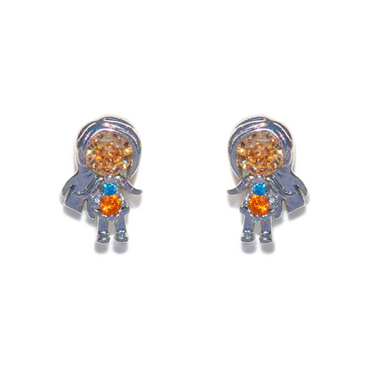 1 Set Artistic Animal Cartoon Brass Asymmetrical Plating Inlay Zircon 18k Gold Plated Ear Studs