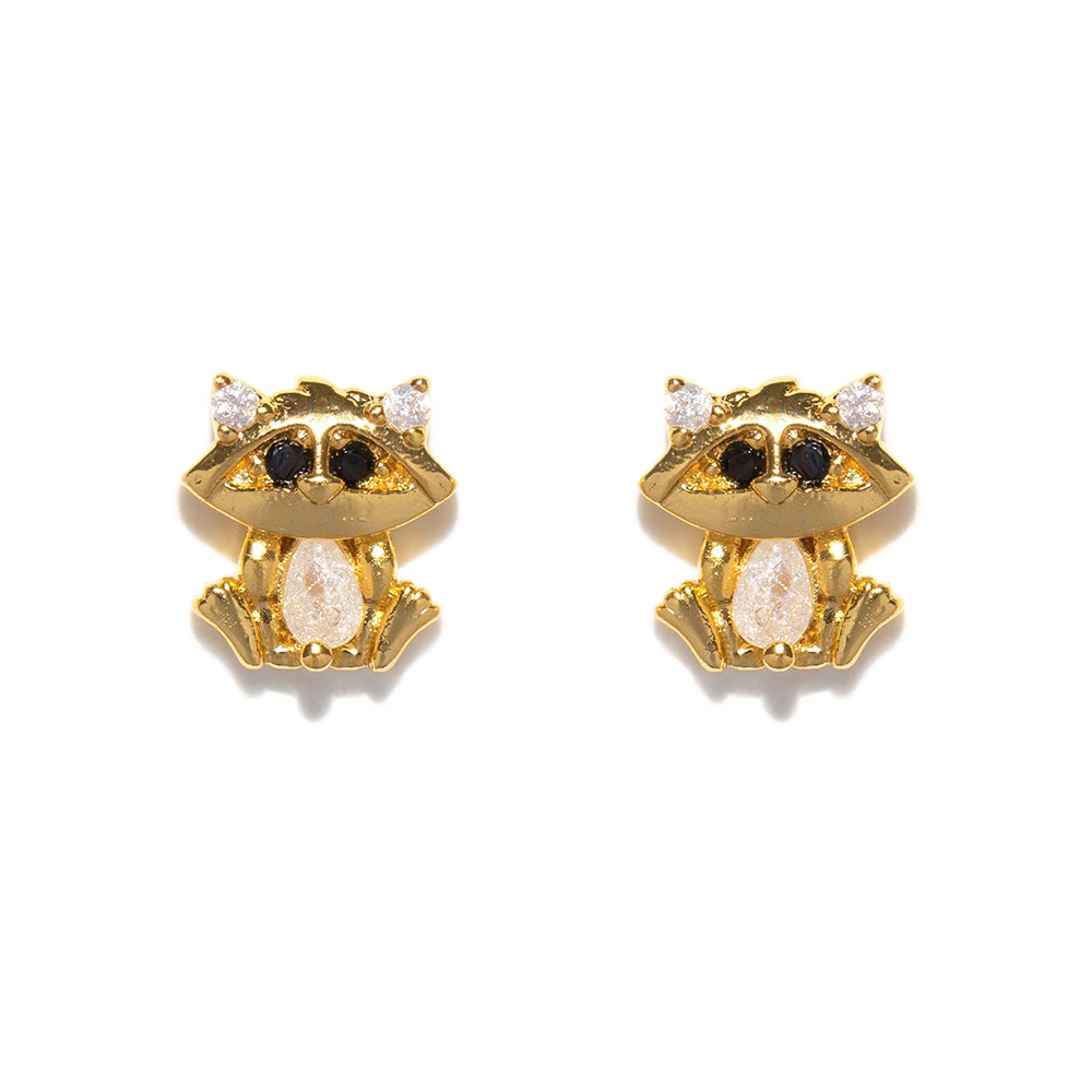 1 Set Artistic Animal Cartoon Brass Asymmetrical Plating Inlay Zircon 18k Gold Plated Ear Studs