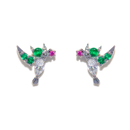 1 Set Artistic Animal Cartoon Brass Asymmetrical Plating Inlay Zircon 18k Gold Plated Ear Studs