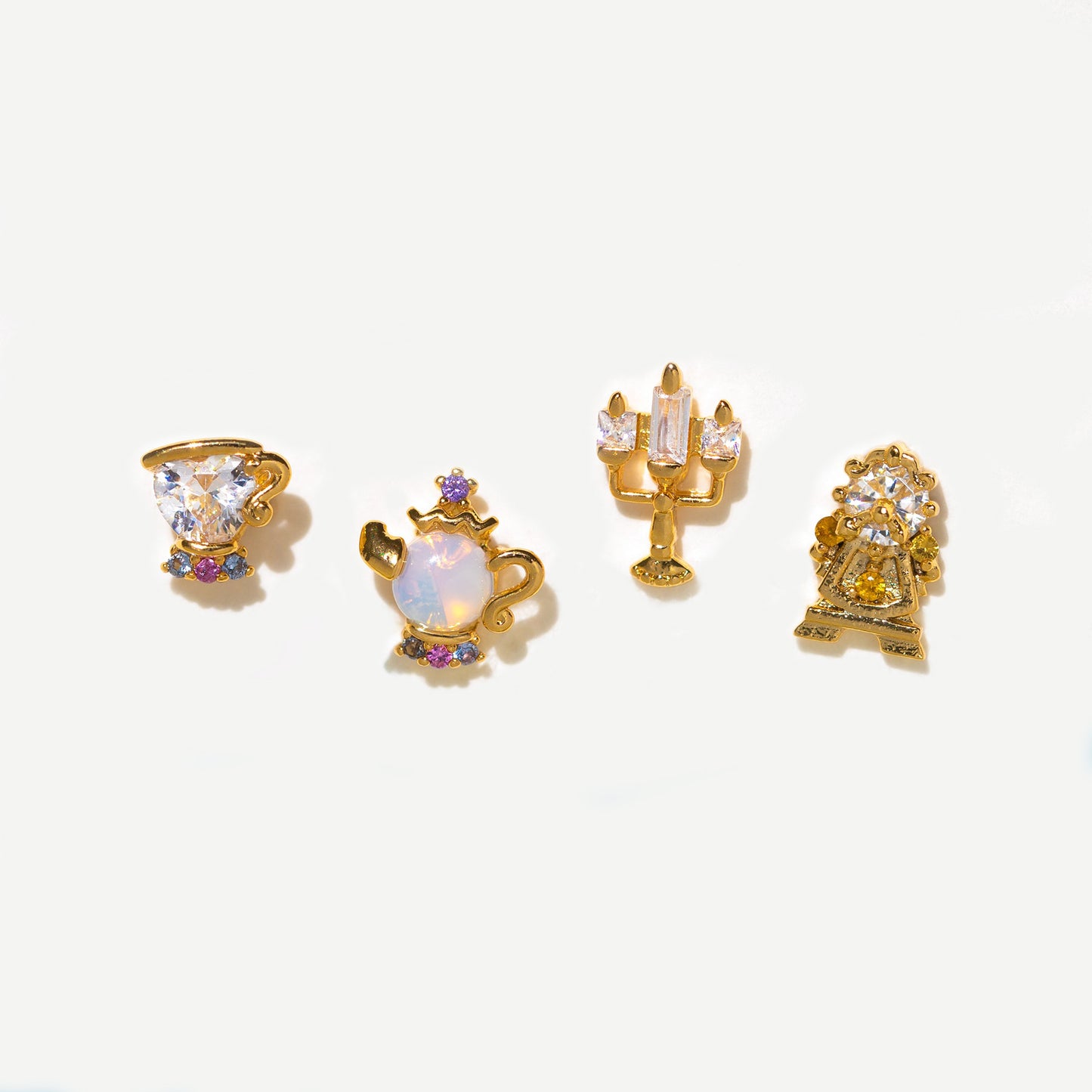 1 Set Artistic Cartoon Cup Brass Asymmetrical Plating Inlay Zircon 18k Gold Plated Ear Studs