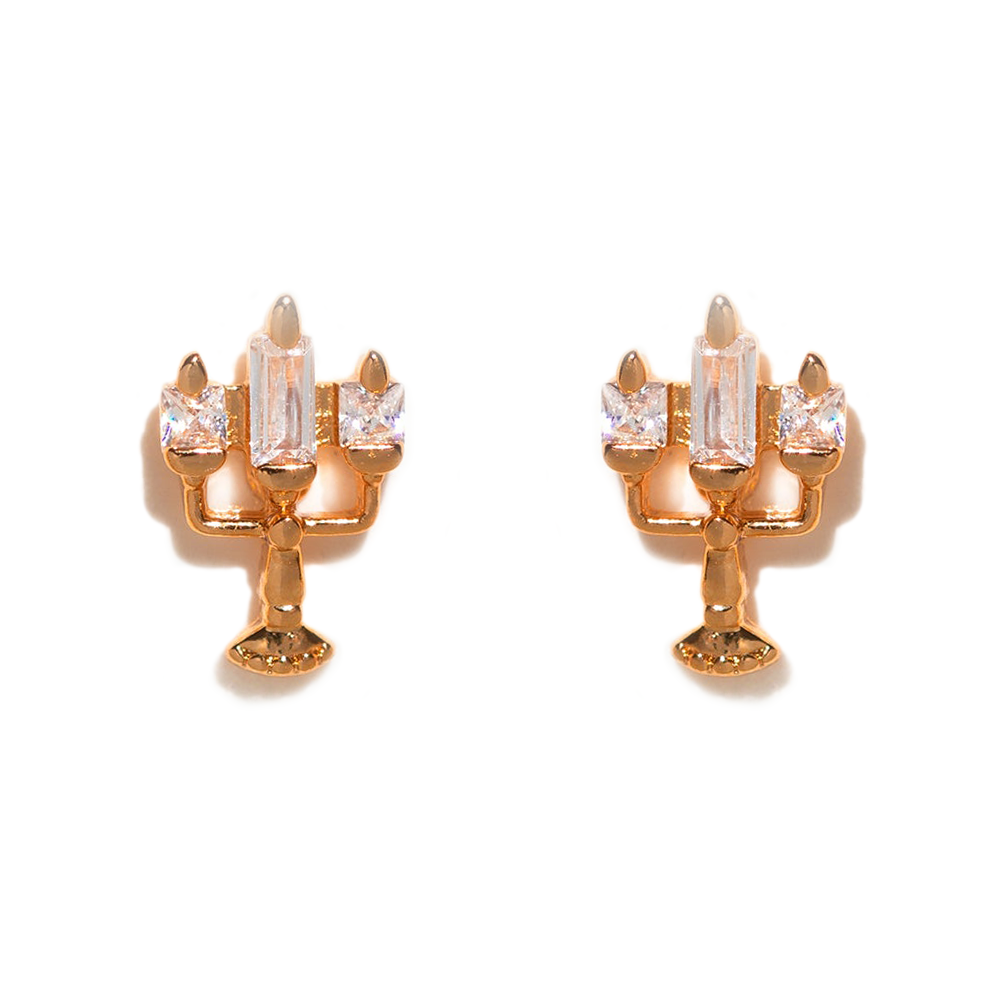 1 Set Artistic Cartoon Cup Brass Asymmetrical Plating Inlay Zircon 18k Gold Plated Ear Studs