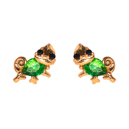 1 Set Cute Sweet Cartoon Sun Asymmetrical Plating Inlay Brass Zircon 18k Gold Plated Ear Studs