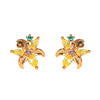 1 Set Cute Sweet Cartoon Sun Asymmetrical Plating Inlay Brass Zircon 18k Gold Plated Ear Studs