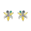 1 Set Cute Sweet Cartoon Sun Asymmetrical Plating Inlay Brass Zircon 18k Gold Plated Ear Studs