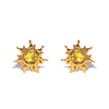 1 Set Cute Sweet Cartoon Sun Asymmetrical Plating Inlay Brass Zircon 18k Gold Plated Ear Studs