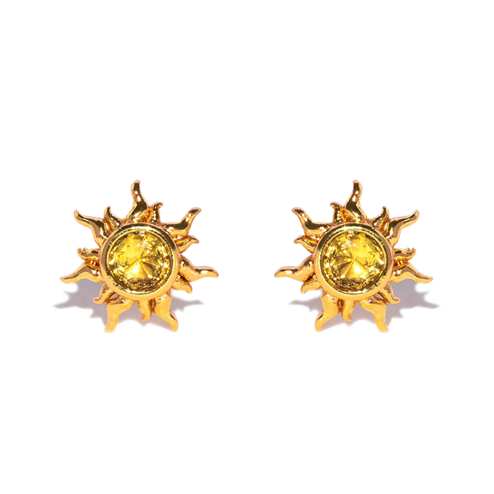 1 Set Cute Sweet Cartoon Sun Asymmetrical Plating Inlay Brass Zircon 18k Gold Plated Ear Studs