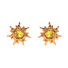 1 Set Cute Sweet Cartoon Sun Asymmetrical Plating Inlay Brass Zircon 18k Gold Plated Ear Studs