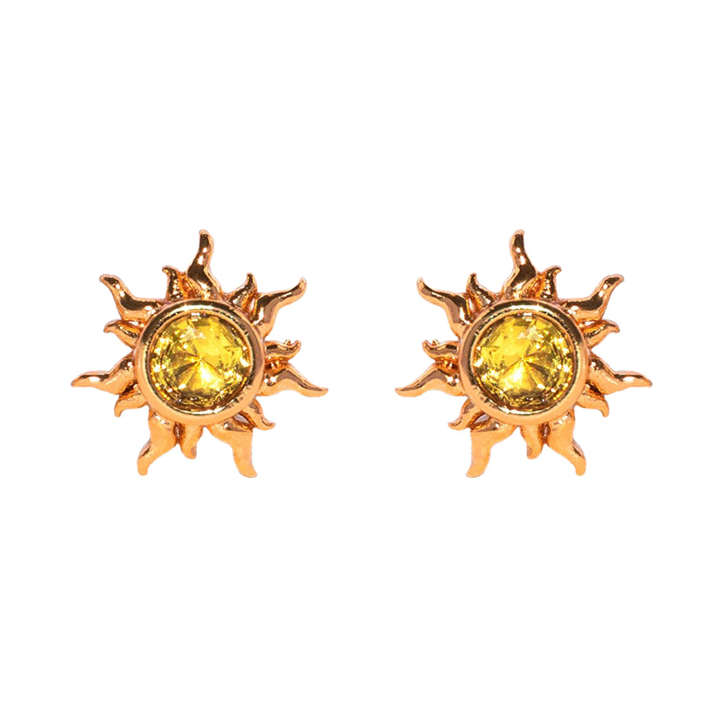 1 Set Cute Sweet Cartoon Sun Asymmetrical Plating Inlay Brass Zircon 18k Gold Plated Ear Studs