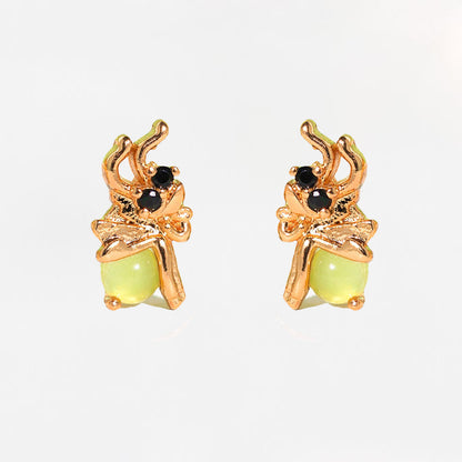 1 Set Princess Cute Cartoon Character Brass Asymmetrical Plating Inlay Zircon 18k Gold Plated Ear Studs