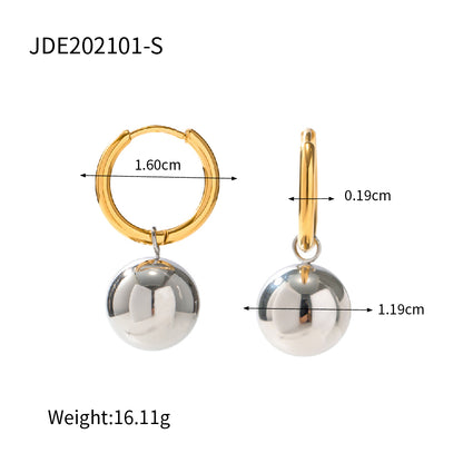 1 Pair Ins Style Round Stainless Steel Plating Drop Earrings