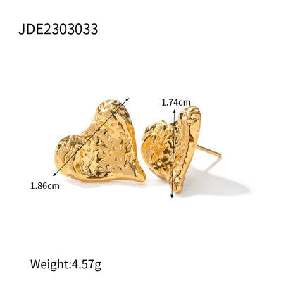 1 Pair Vintage Style Heart Shape Stainless Steel Plating 18k Gold Plated Ear Studs