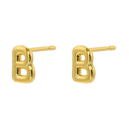 1 Pair Simple Style Letter Copper Plating 18k Gold Plated Ear Studs