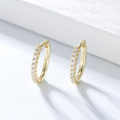 1 Pair Ins Style Korean Style Geometric Sterling Silver Inlay Zircon Hoop Earrings