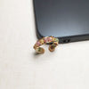 Original Design Geometric Crystal Tourmaline Plating 14k Gold Plated Open Ring