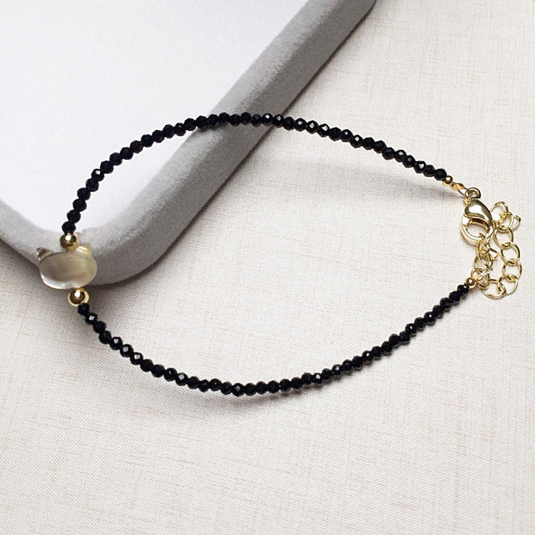 Simple Style Cat Natural Stone Beaded Polishing Shell Bracelets