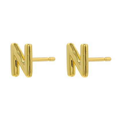 1 Pair Casual Elegant Simple Style Letter Copper Plating 18k Gold Plated Ear Studs