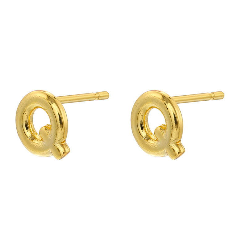 1 Pair Casual Elegant Simple Style Letter Copper Plating 18k Gold Plated Ear Studs