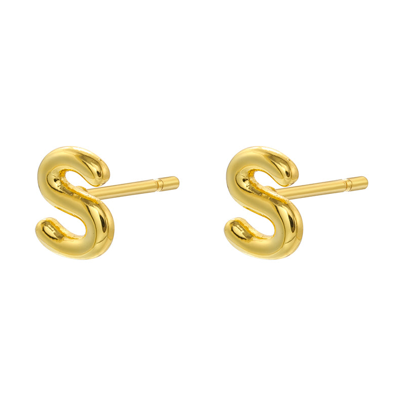 1 Pair Casual Elegant Simple Style Letter Copper Plating 18k Gold Plated Ear Studs