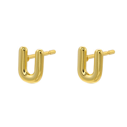 1 Pair Casual Elegant Simple Style Letter Copper Plating 18k Gold Plated Ear Studs