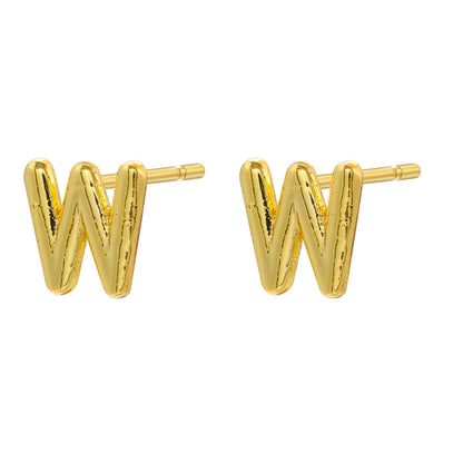 1 Pair Casual Elegant Simple Style Letter Copper Plating 18k Gold Plated Ear Studs