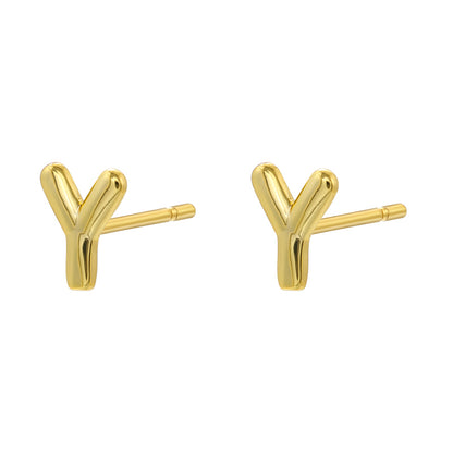 1 Pair Simple Style Letter Copper Plating 18k Gold Plated Ear Studs