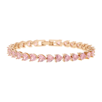 Hip-hop Heart Shape Copper Inlay Zircon Tennis Bracelet