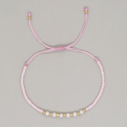 Simple Style Round Beaded Imitation Pearl Copper Wholesale Bracelets