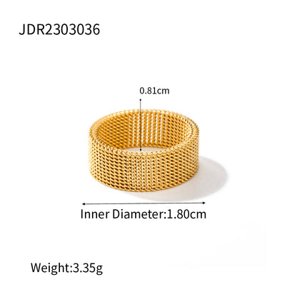 Ins Style Simple Style Solid Color Stainless Steel Plating 18k Gold Plated Rings