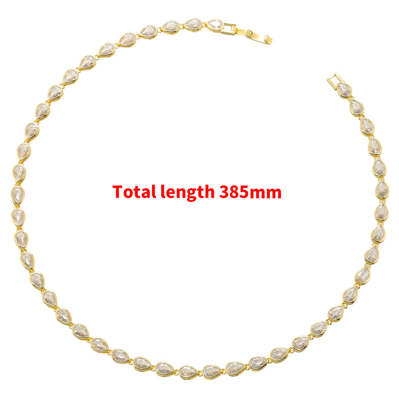 Elegant Glam Water Droplets Brass Plating Inlay Zircon 18k Gold Plated Bracelets Necklace