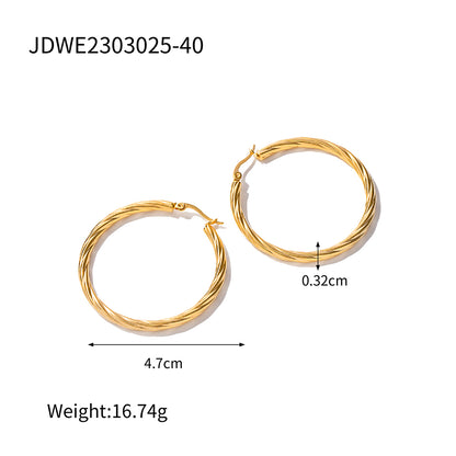 1 Pair Ins Style Simple Style Round Stainless Steel Plating 18k Gold Plated Earrings