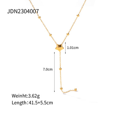 Ins Style Simple Style Star Stainless Steel Plating 18k Gold Plated Pendant Necklace Long Necklace