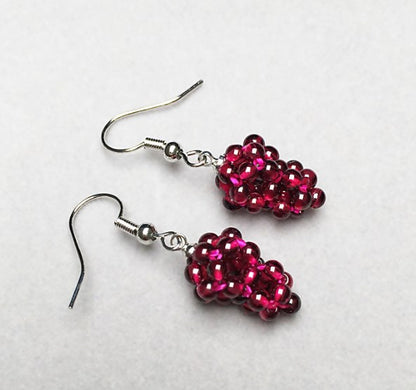 1 Pair Elegant Grape Garnet Handmade Drop Earrings Ear Line