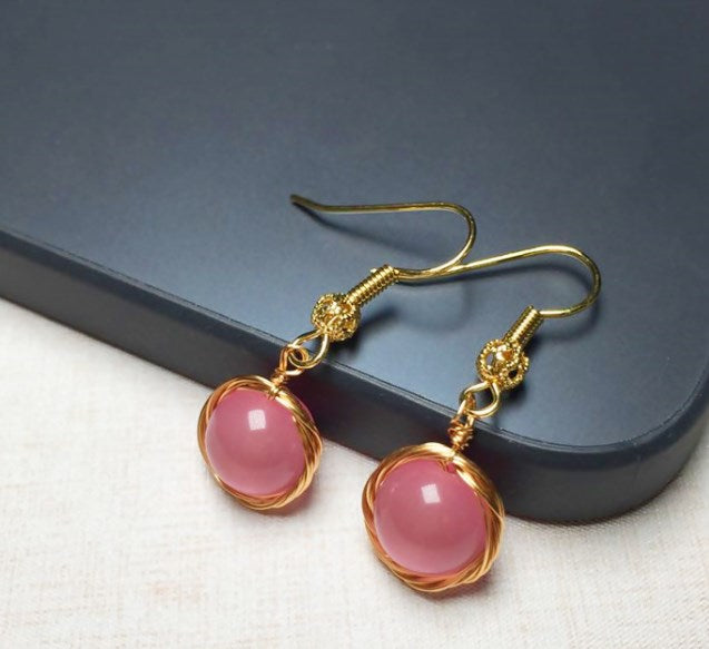 1 Pair Ethnic Style Geometric Copper Inlay Crystal Freshwater Pearl 18k Gold Plated Drop Earrings